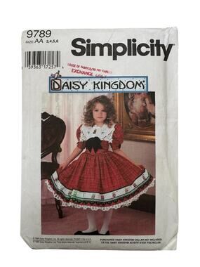 Vintage SIMPLICITY Daisy Kingdom Girls Party Dress Pattern Uncut Sz AA (3-4-5-6)